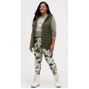 Women's NWT Torrid Platinum Legging - Fleece Lined Tie-Dye Olive